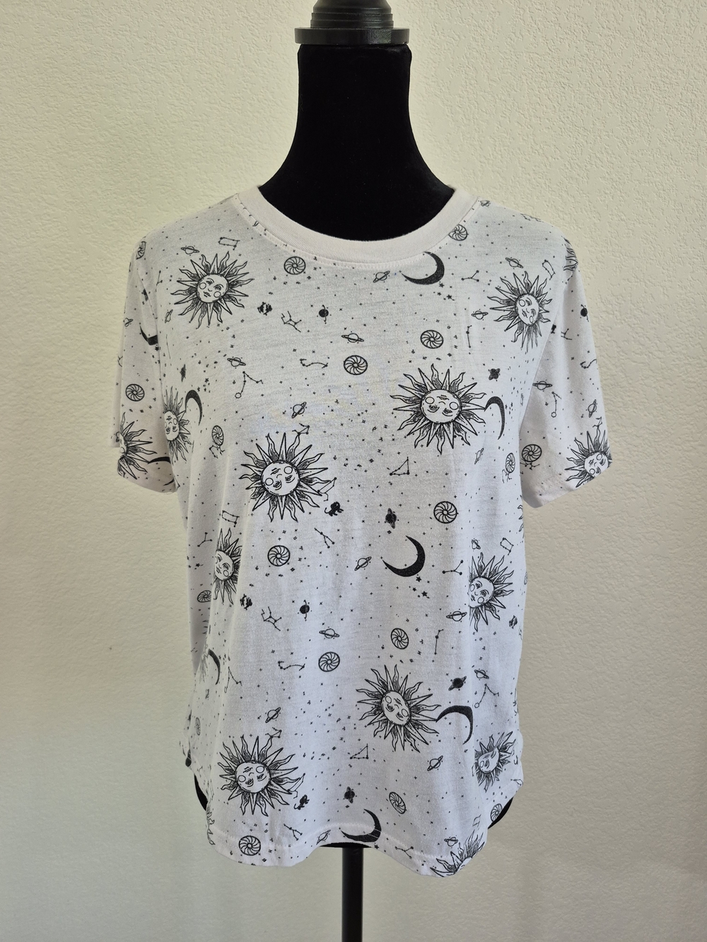 White Celestial Print Short Sleeve Tee
